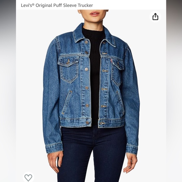 LEVI’S ORIGINAL PUFF SLEEVE DENIM TRUCKER - Picture 2 of 6